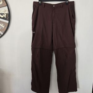 Under Armour Men's Brown Cargo Utility Pants /convert To Shorts Size 38/34